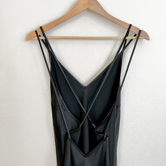 GWYN Olson Satin Backless Maxi Slip Dress in Black - Picture 8 of 11